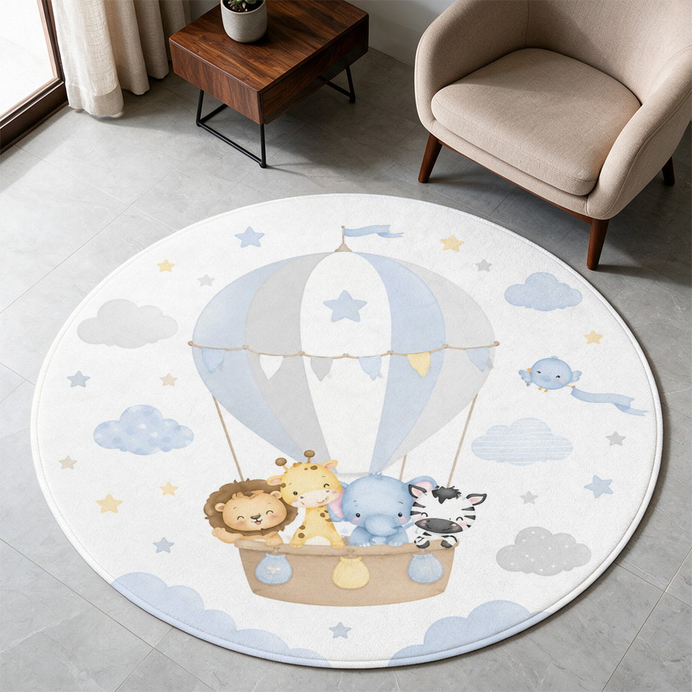 Baby Nursery Hot Air Balloon - Cute Safari Animals Hot Air Balloon