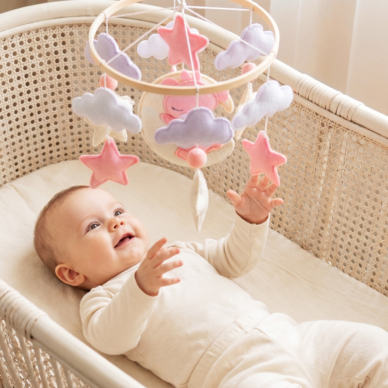 Baby Nursery Music - 1Pc Wooden Baby Crib Mobile Music