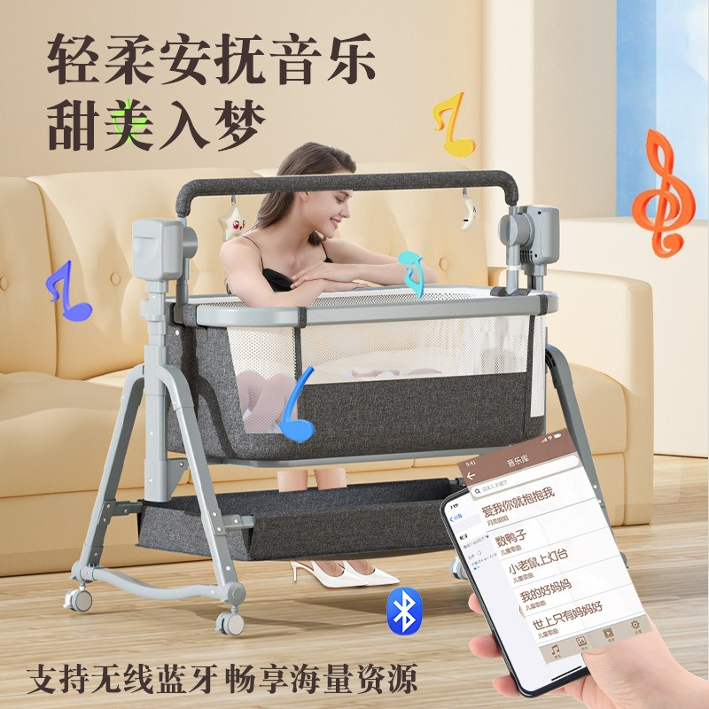 Bassinet Bedside Sleeper - Multi-Functional Electric Baby Cradle, Smart Bassinet