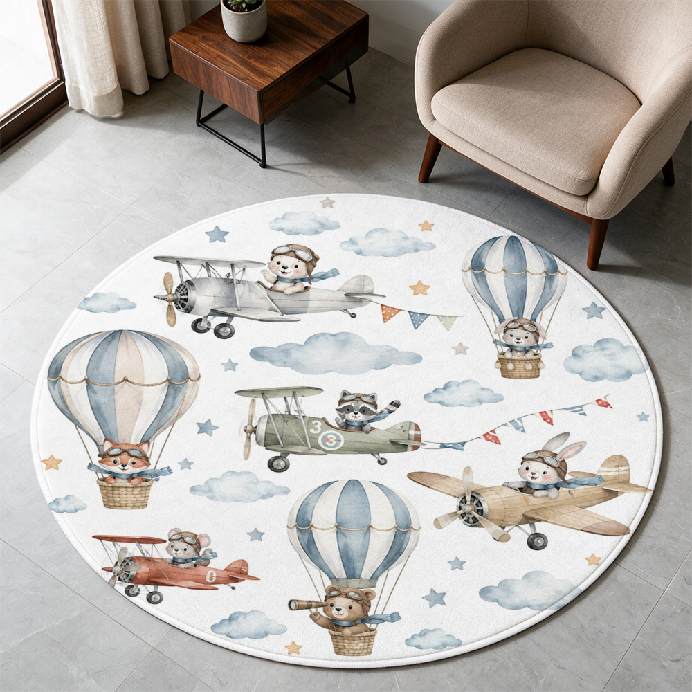 Baby Nursery Hot Air Balloon - Cute Cartoon Airplane and Hot Air