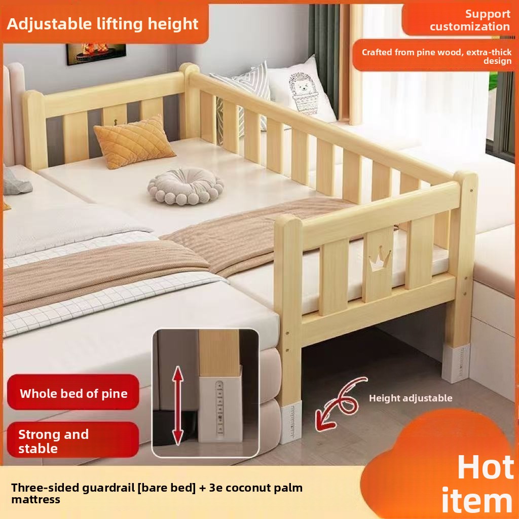 Bassinet Bedside Sleeper - Solid Wood Convertible Toddler Bed Sidecar