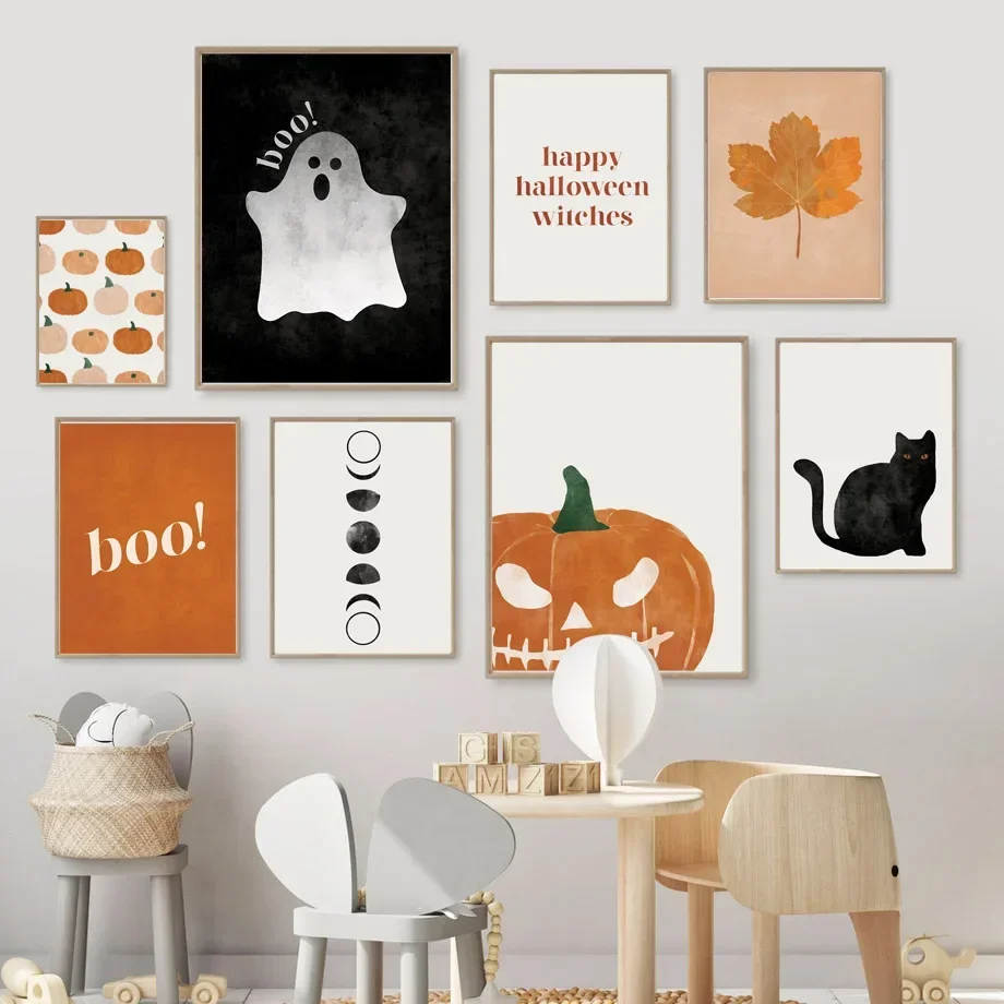Baby Nursery Wall Art - Cat Halloween Soul Pumpkin Wall Art