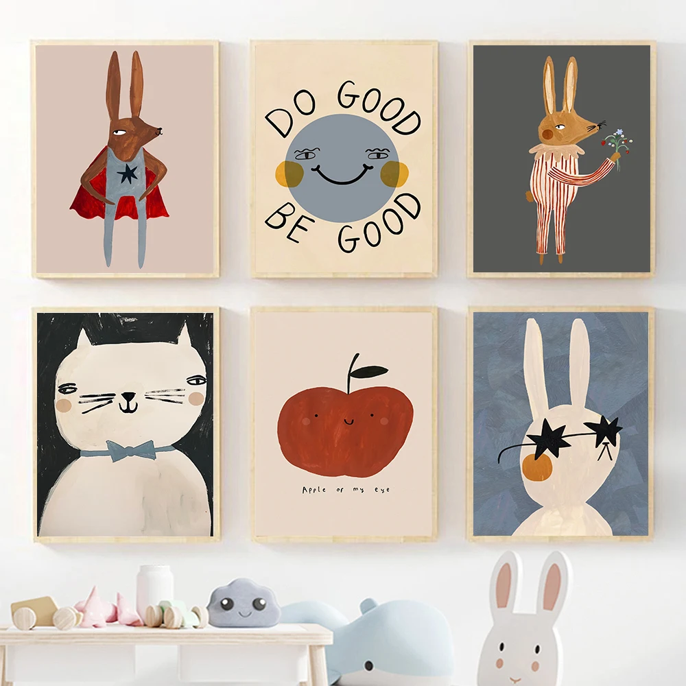 Baby Nursery Quotes Wall Art - (No frame)Funny Cartoon Rabbit Bear Animal