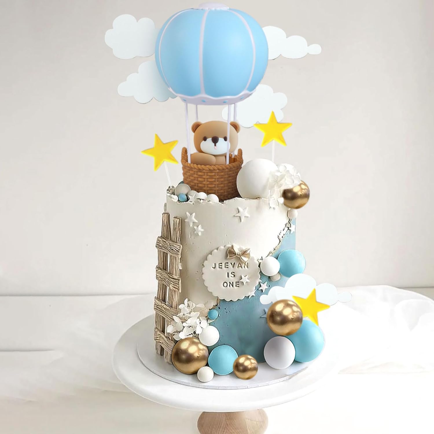 LaVenty Blue Pink Bear Cake De - Baby Nursery Hot Air Balloon ulasan dan harga