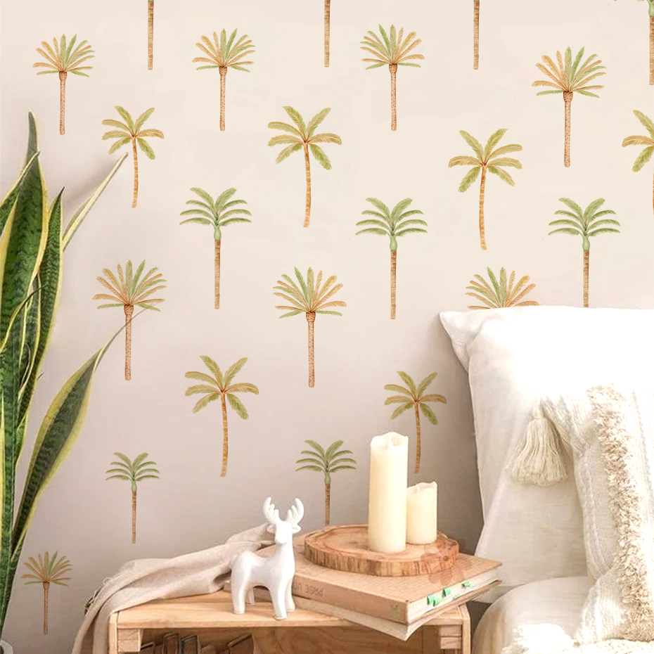 Boho Coconut Palm Tree Wall St - Baby Nursery Vinyl Wall Stickers ulasan dan harga