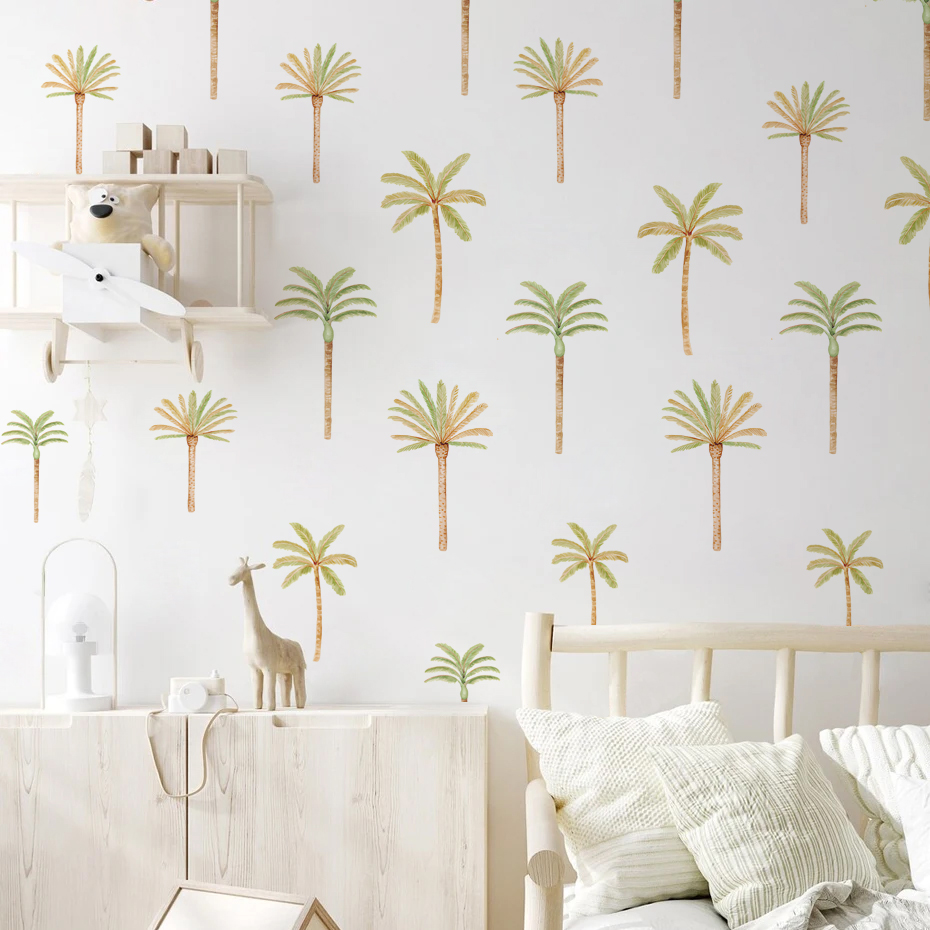Boho Coconut Palm Tree Wall St - Baby Nursery Vinyl Wall Stickers ulasan dan harga