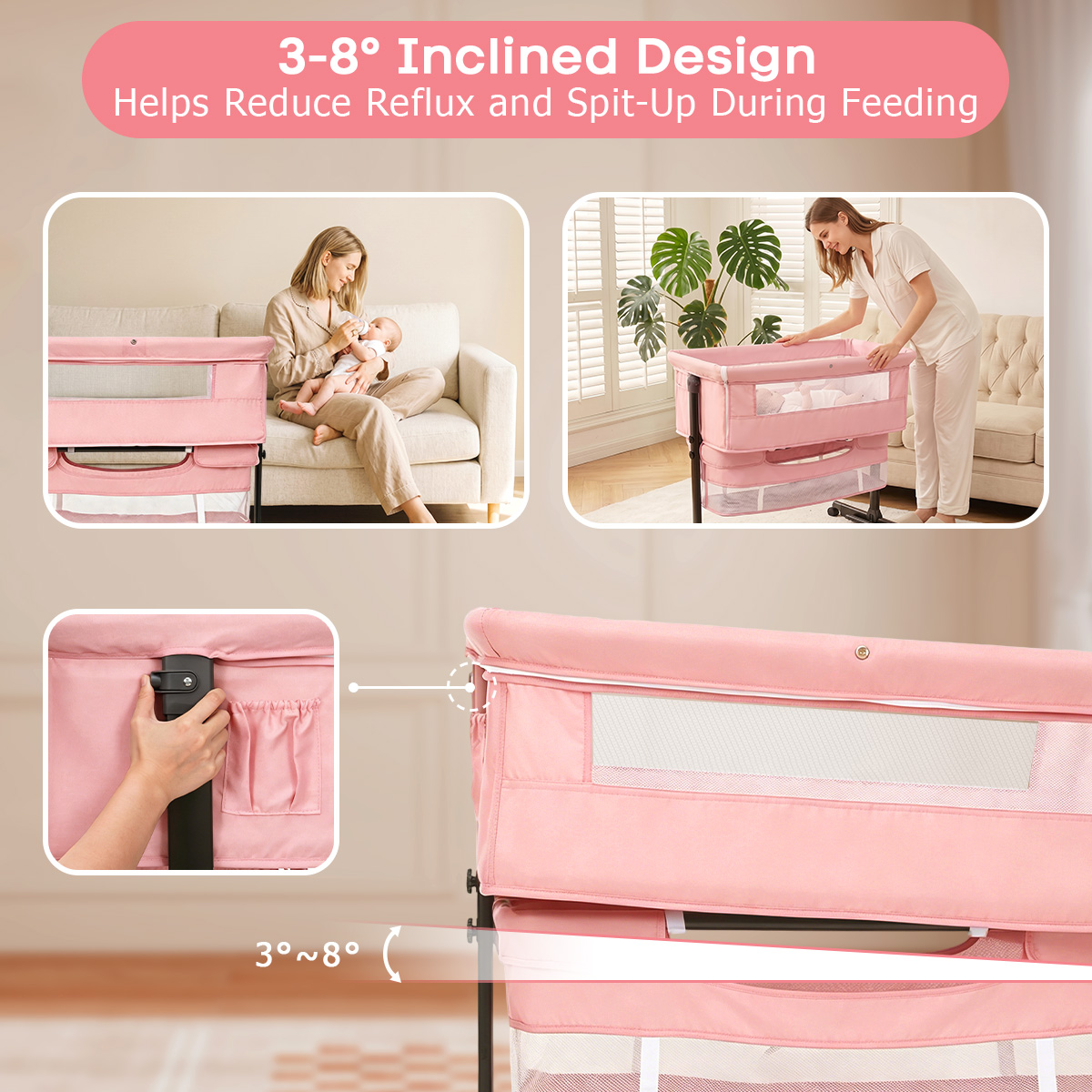 Baby Bedside Bassinet, Height‑ - Bassinet Bedside Sleeper ulasan dan harga