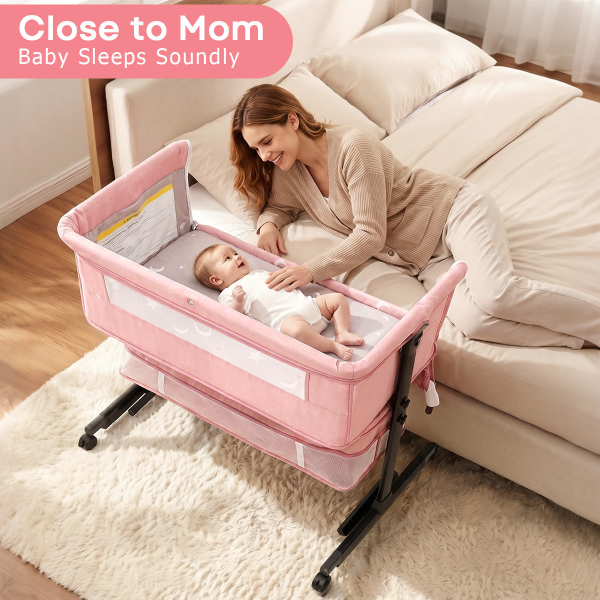 Baby Bedside Bassinet, Height‑ - Bassinet Bedside Sleeper ulasan dan harga