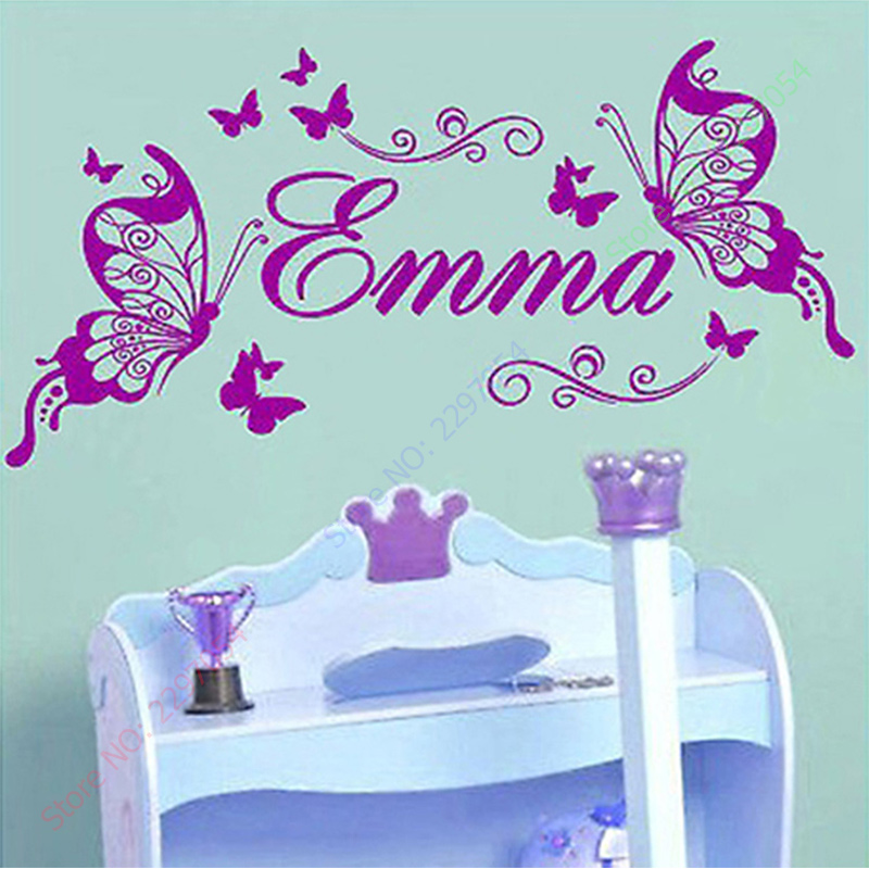 New Butterflies Personalized N - Baby Nursery Vinyl Wall Stickers ulasan dan harga