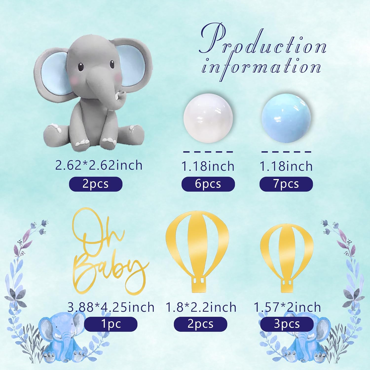 Elephant Cake Decoration Baby  - Baby Nursery Hot Air Balloon ulasan dan harga