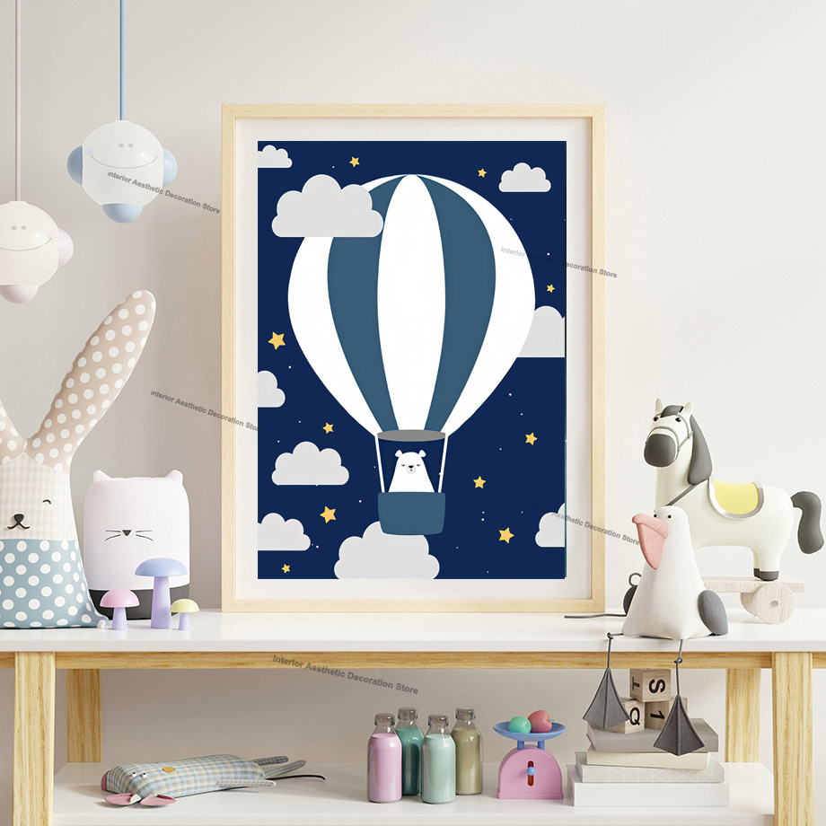 Cartoon Hot Air Balloon Rocket - Baby Nursery Hot Air Balloon ulasan dan harga