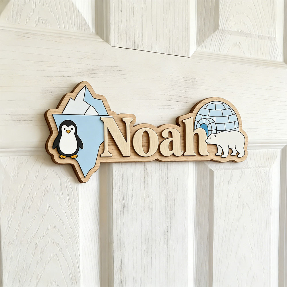 Arctic Penguin & Polar Bear Cu - Baby Nursery Wall Art ulasan dan harga