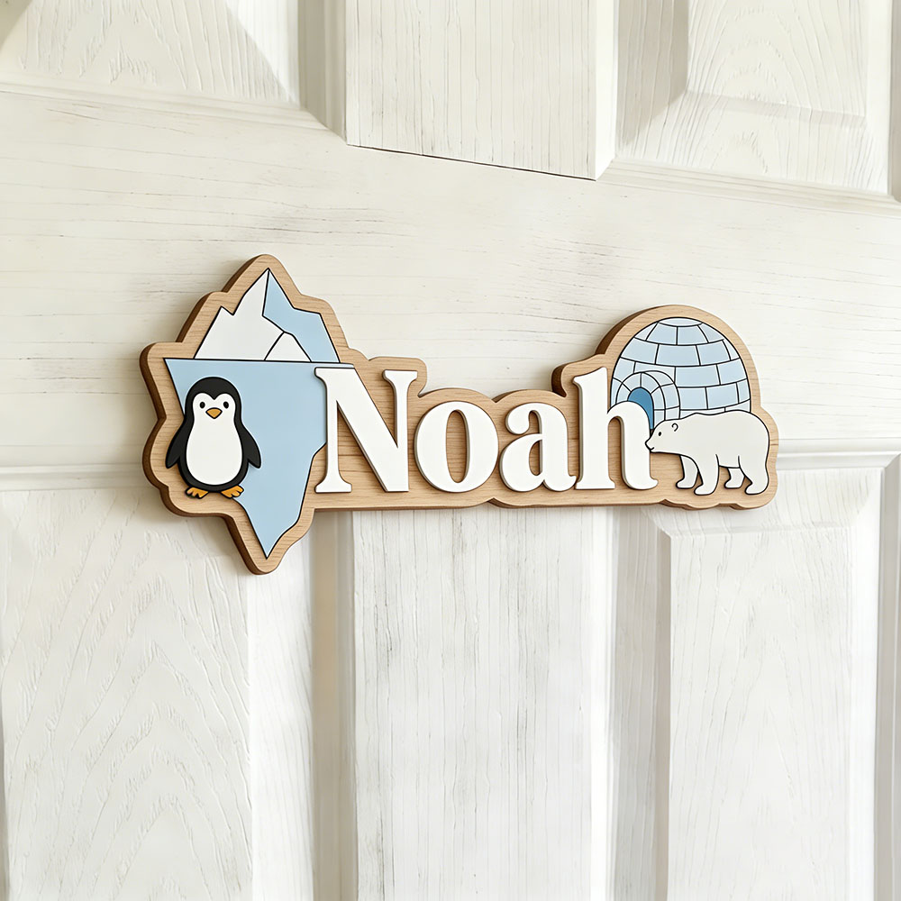 Arctic Penguin & Polar Bear Cu - Baby Nursery Wall Art ulasan dan harga