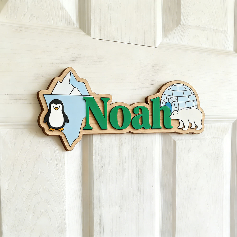 Arctic Penguin & Polar Bear Cu - Baby Nursery Wall Art ulasan dan harga