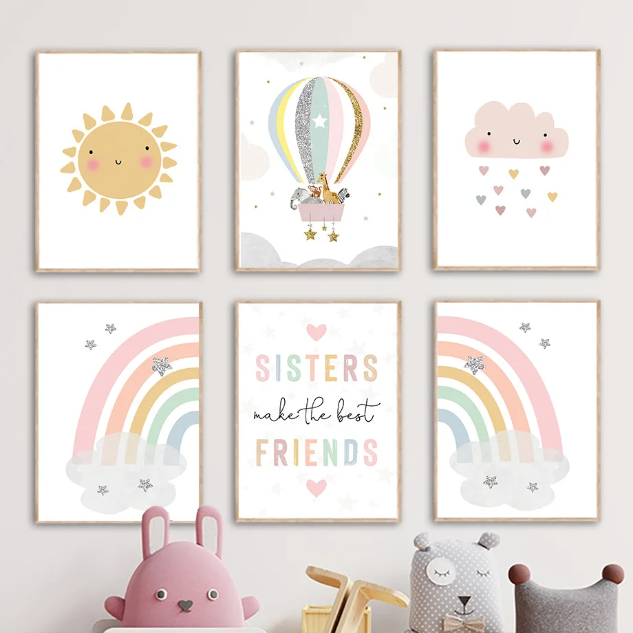 Giraffe Elephant Hot Balloon S - Baby Nursery Wall Art ulasan dan harga