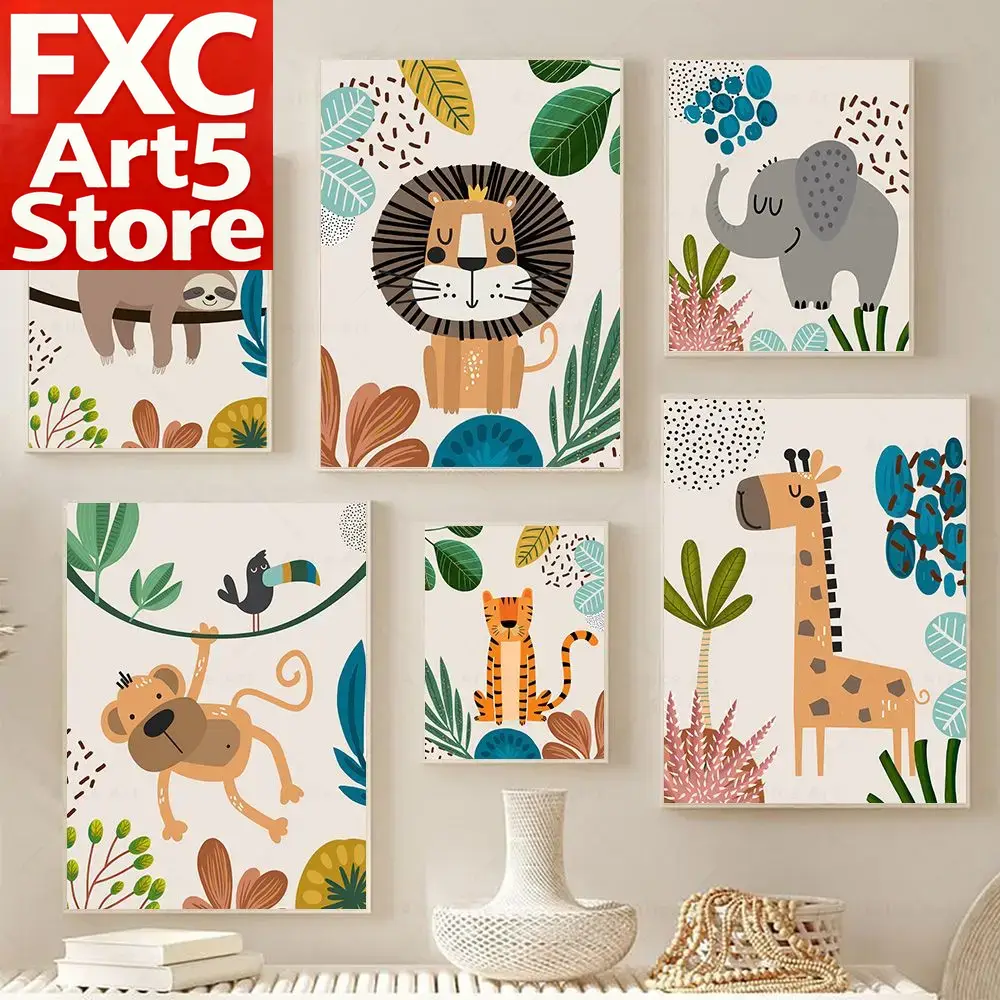 Boho Monkey Lion Giraffe Bird  - Baby Nursery Prints ulasan dan harga