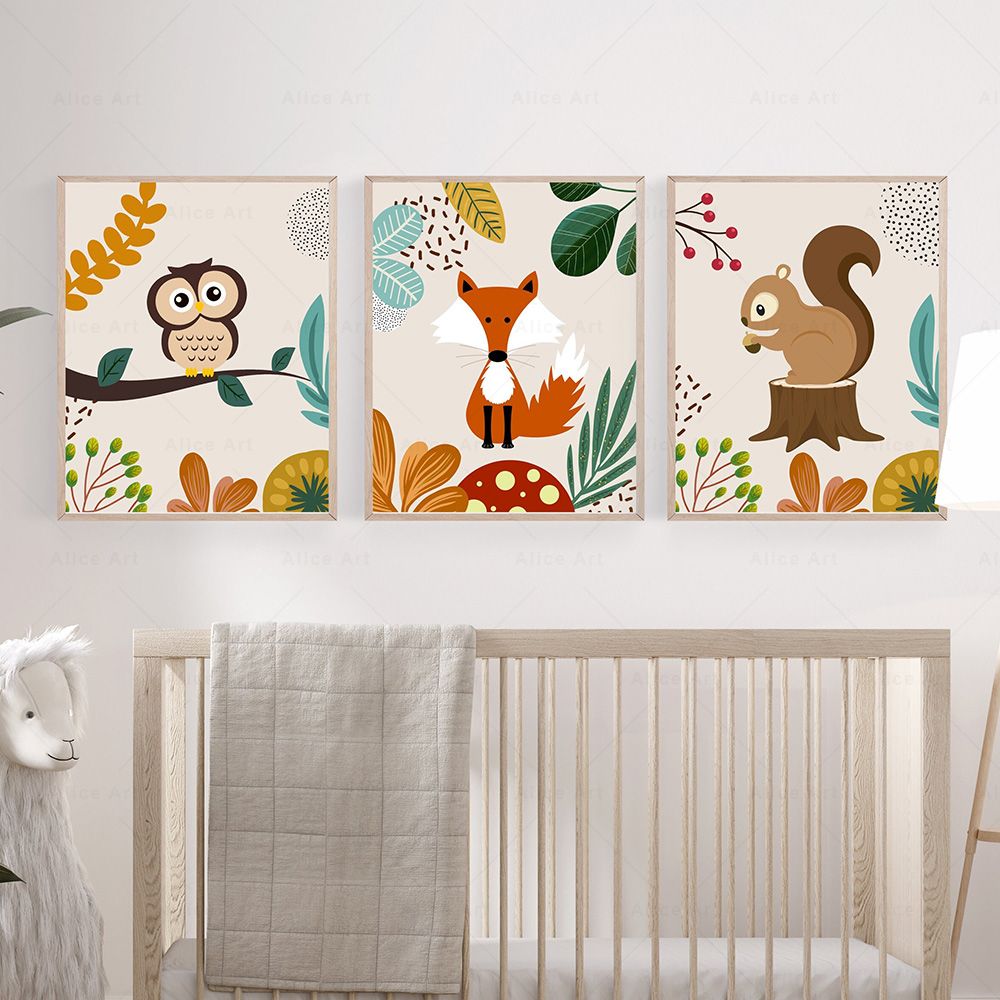 Boho Monkey Lion Giraffe Bird  - Baby Nursery Prints ulasan dan harga