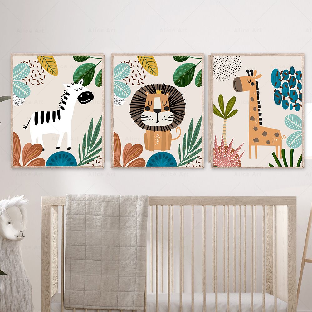 Boho Monkey Lion Giraffe Bird  - Baby Nursery Prints ulasan dan harga