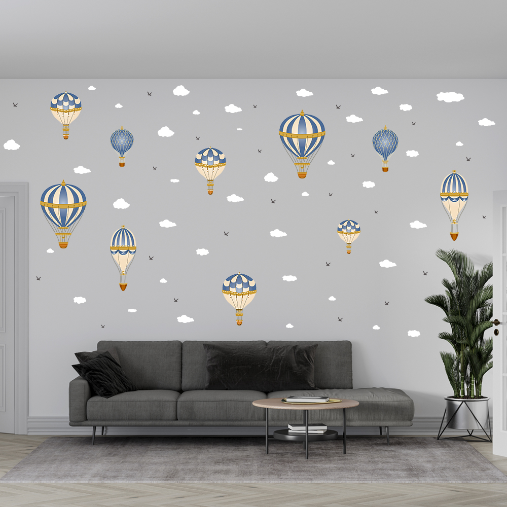 Cartoon Hot Air Balloon Clouds - Baby Nursery Hot Air Balloon ulasan dan harga