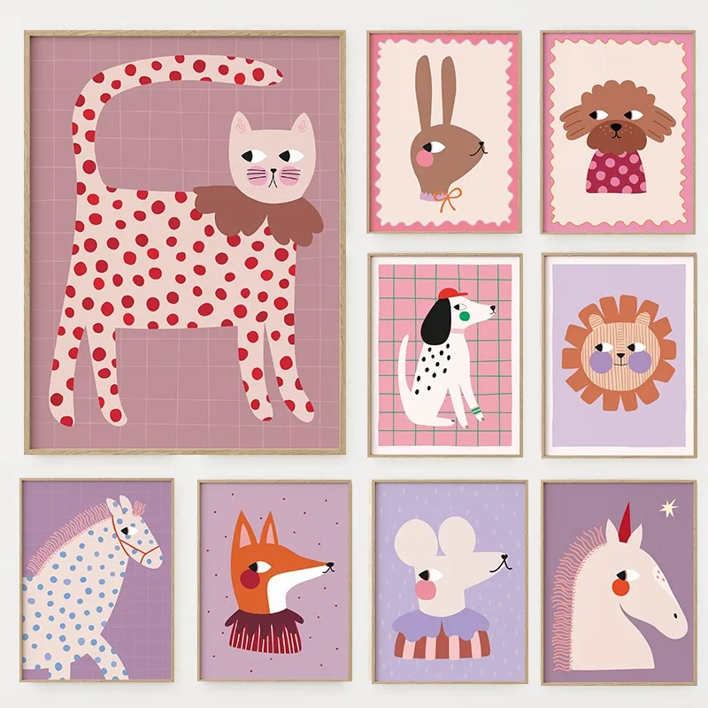 Cartoon Cute Animals Illustrat - Baby Nursery Wall Art ulasan dan harga