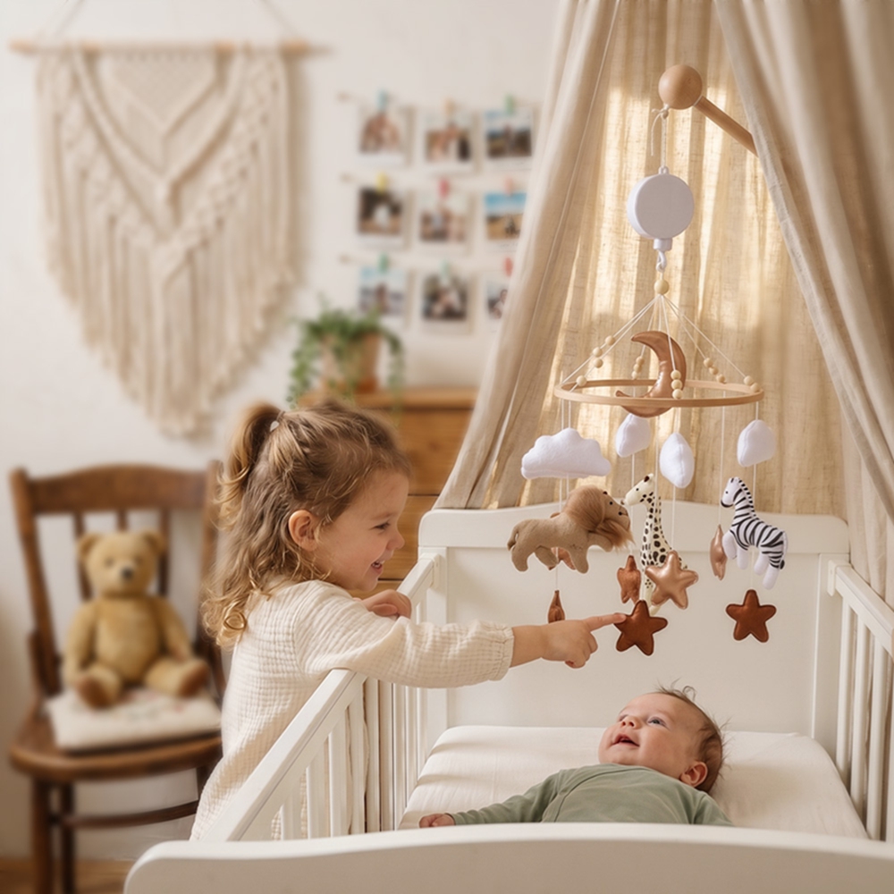 Wooden Bed Bell Baby Crib Mobi - Baby Nursery Music ulasan dan harga