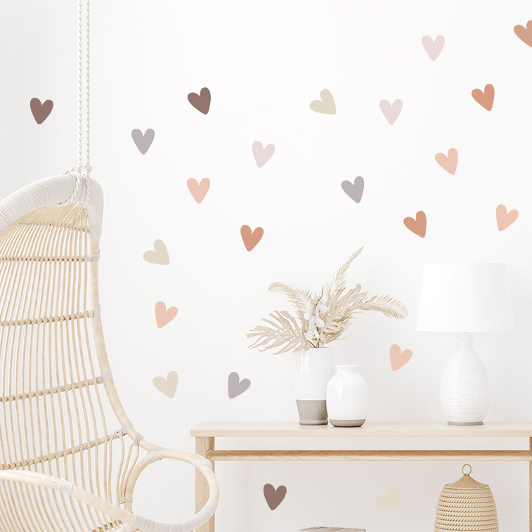 `Morandi Scattered Heart Wall  - Baby Nursery Vinyl Wall Stickers ulasan dan harga