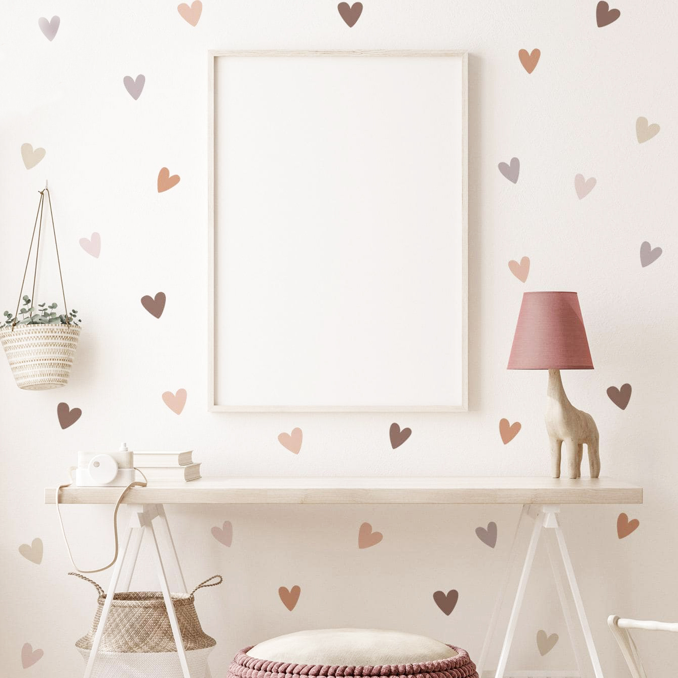 `Morandi Scattered Heart Wall  - Baby Nursery Vinyl Wall Stickers ulasan dan harga