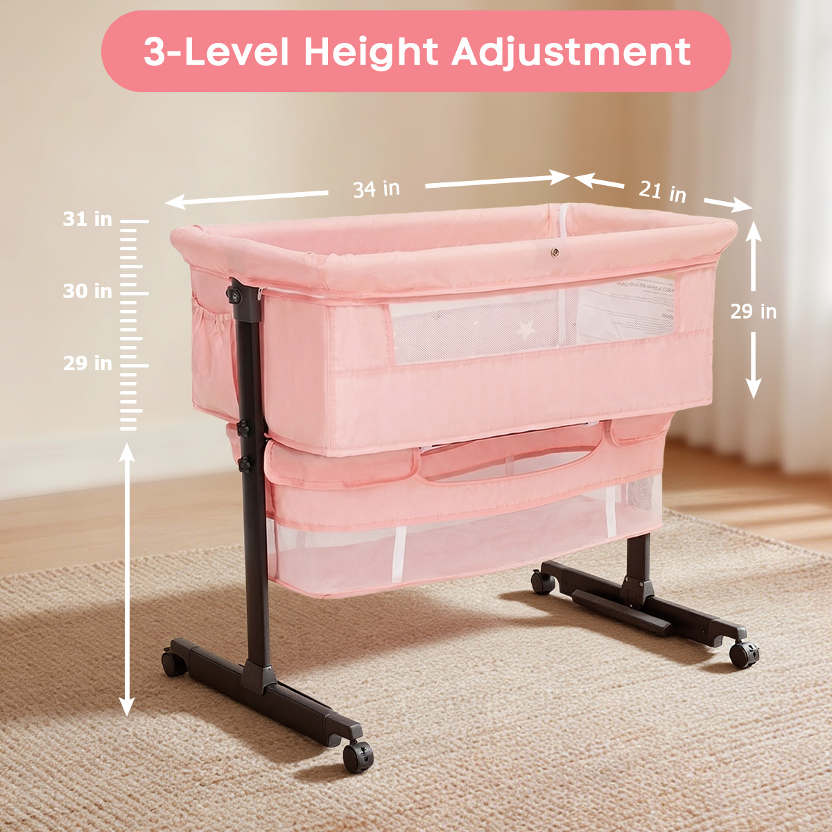 Kmaier Pink Portable Newborn B - Bassinet Bedside Sleeper ulasan dan harga