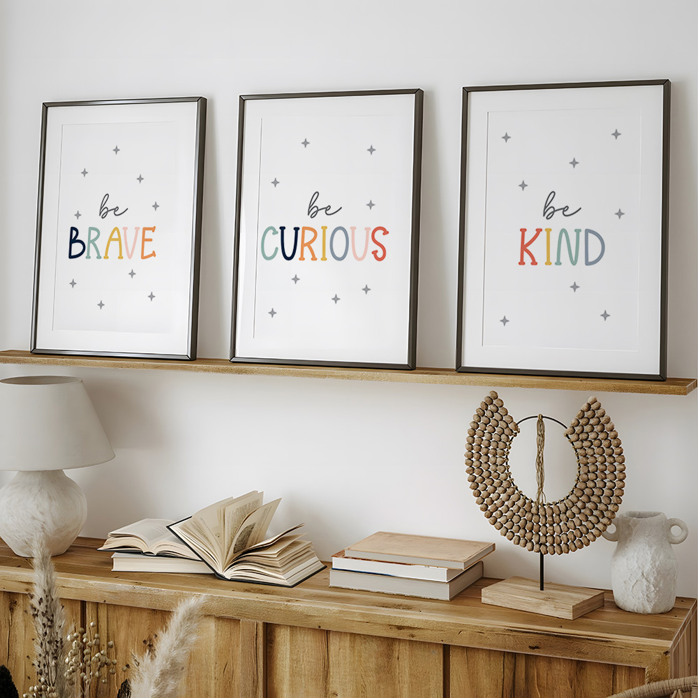 3pcs Be Brave And Kind Posters - Baby Nursery Quotes Wall Art ulasan dan harga