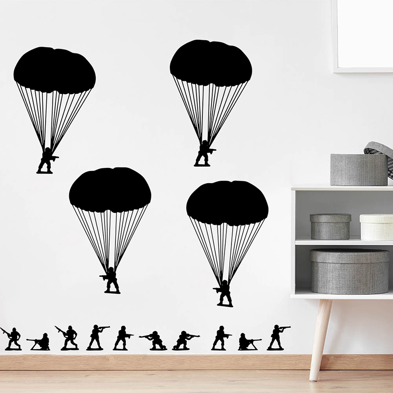 Army Men Soldiers Paratroopers - Baby Nursery Vinyl Wall Stickers ulasan dan harga