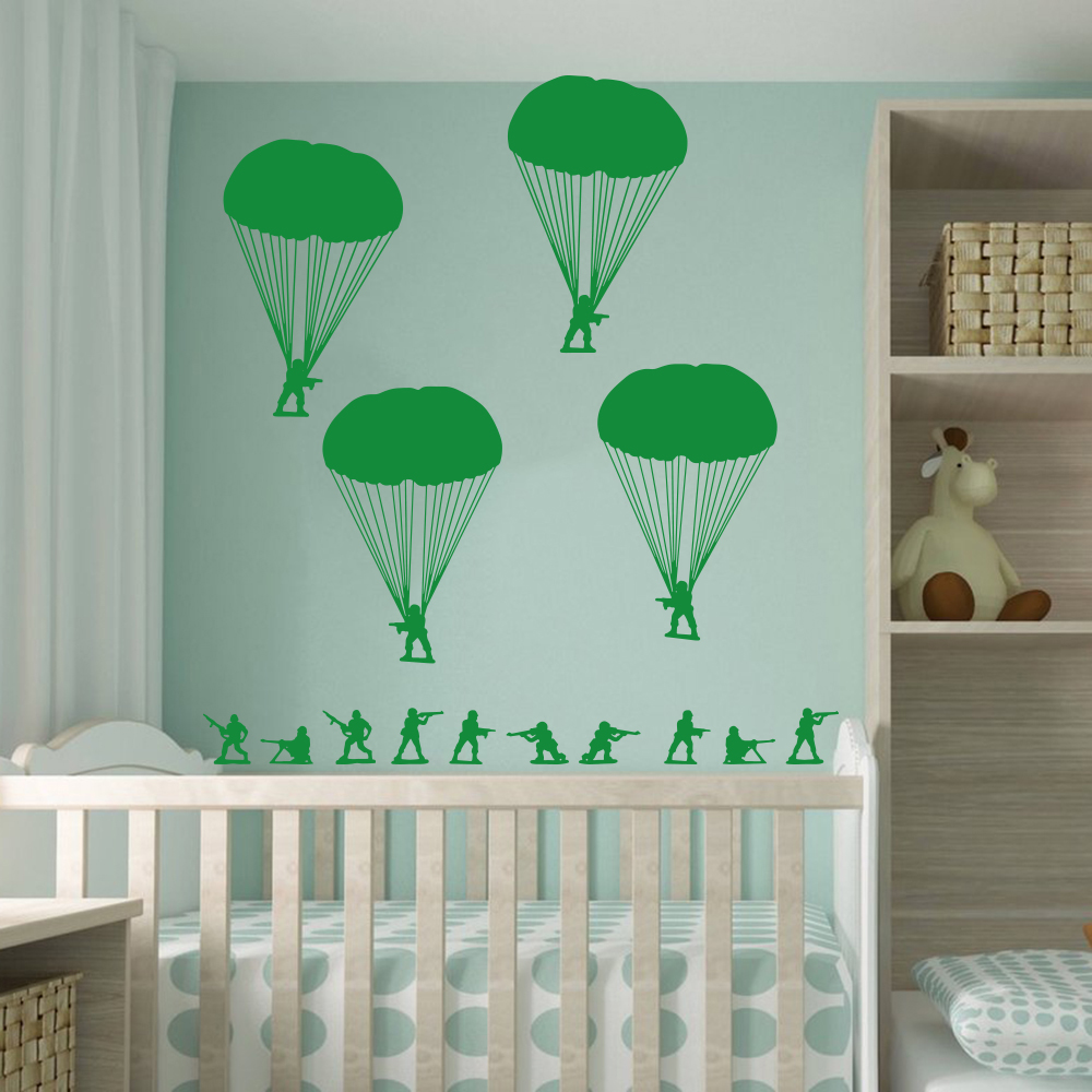 Army Men Soldiers Paratroopers - Baby Nursery Vinyl Wall Stickers ulasan dan harga