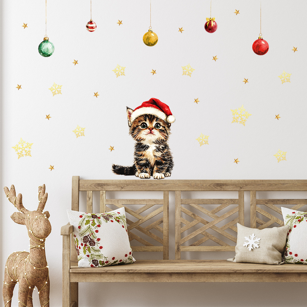 Cute Christmas Pets Wall Stick - Baby Nursery Vinyl Wall Stickers ulasan dan harga