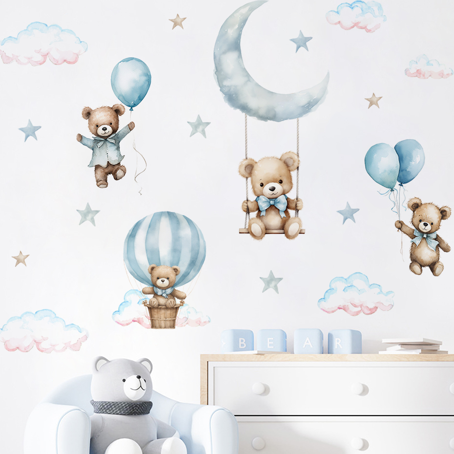 Watercolor Bear Hot Air Balloo - Baby Nursery Hot Air Balloon ulasan dan harga