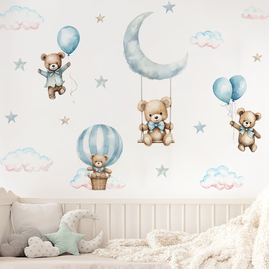 Watercolor Bear Hot Air Balloo - Baby Nursery Hot Air Balloon ulasan dan harga