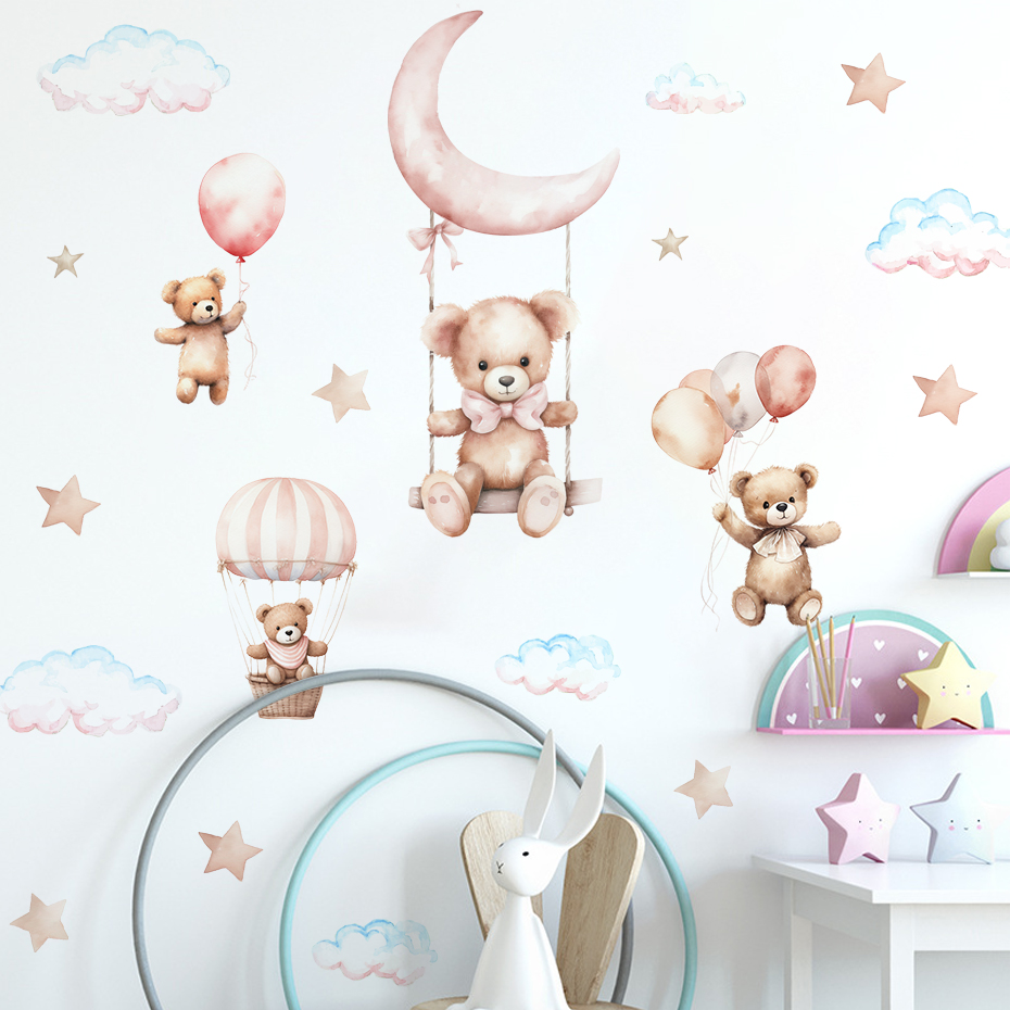 Watercolor Bear Hot Air Balloo - Baby Nursery Hot Air Balloon ulasan dan harga