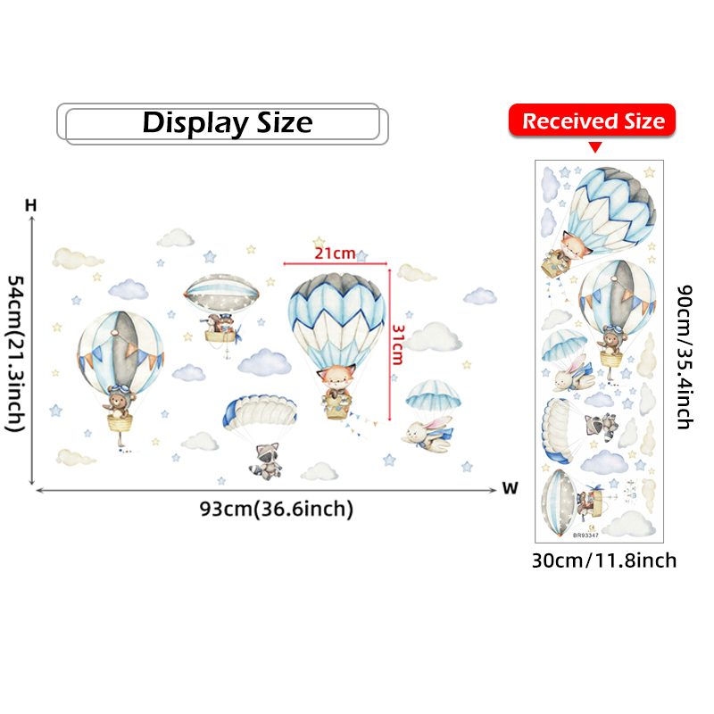 Cartoon Cute Animals Hot Air B - Baby Nursery Home ulasan dan harga