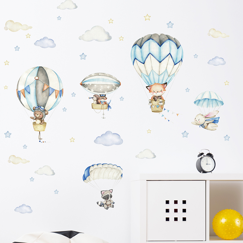Cartoon Cute Animals Hot Air B - Baby Nursery Home ulasan dan harga