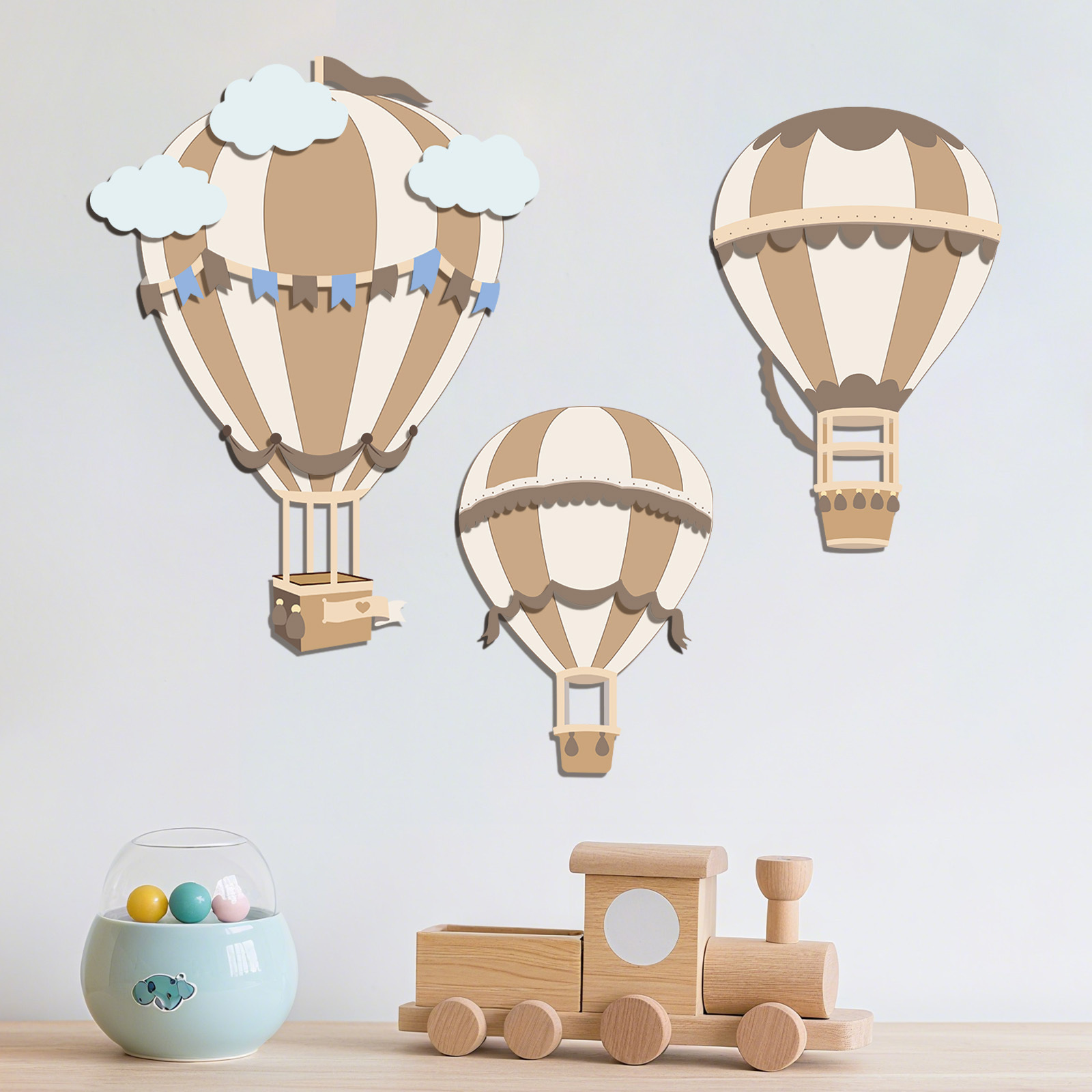 Neutral Hot Air Balloon Wooden - Baby Nursery Hot Air Balloon ulasan dan harga