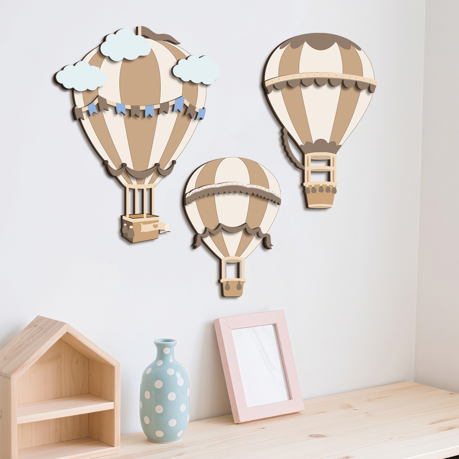 Neutral Hot Air Balloon Wooden - Baby Nursery Hot Air Balloon ulasan dan harga