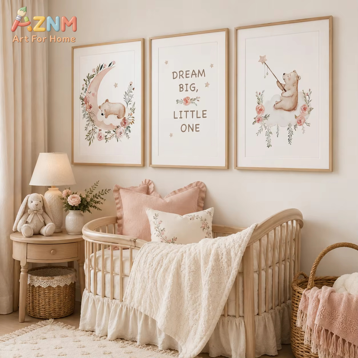 AZNM Nursery Flower Wall Art,  - Baby Nursery Quotes Wall Art ulasan dan harga