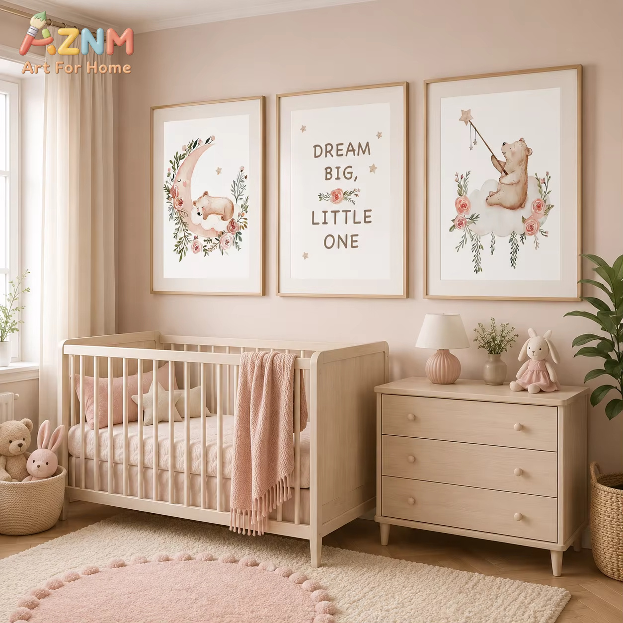 AZNM Nursery Flower Wall Art,  - Baby Nursery Quotes Wall Art ulasan dan harga