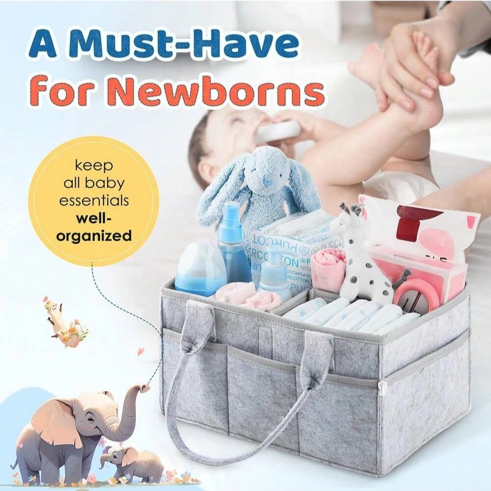 Baby Diaper Caddy with Handle, - Baby Nursery Gender Neutral ulasan dan harga