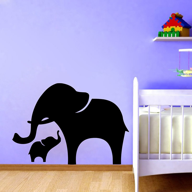 Mama and Baby Elephant Wall De - Baby Nursery Vinyl Wall Stickers ulasan dan harga