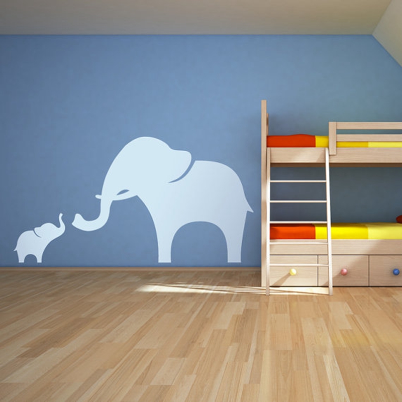 Mama and Baby Elephant Wall De - Baby Nursery Vinyl Wall Stickers ulasan dan harga