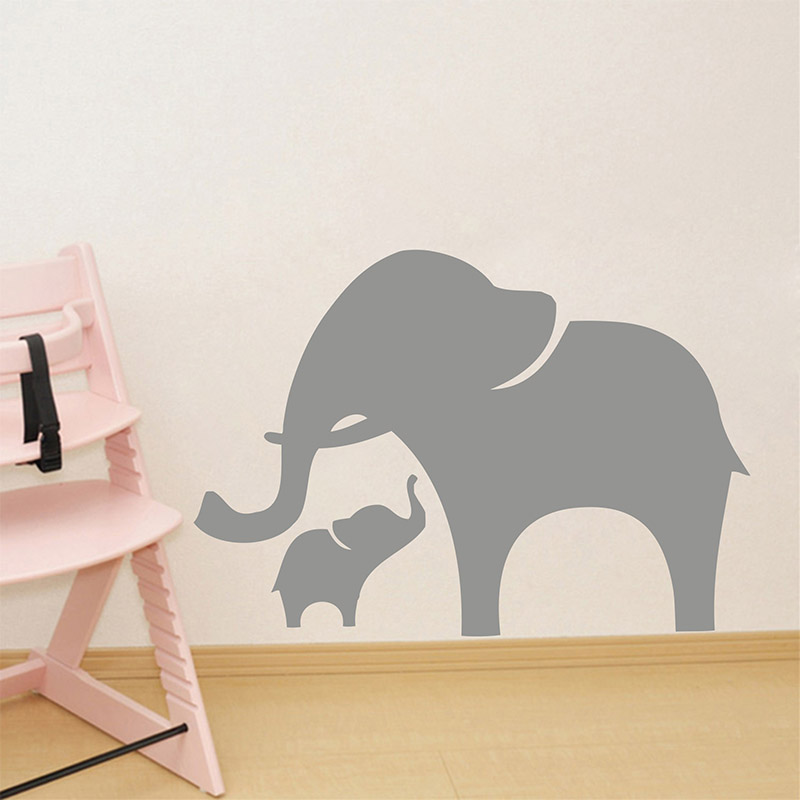 Mama and Baby Elephant Wall De - Baby Nursery Vinyl Wall Stickers ulasan dan harga