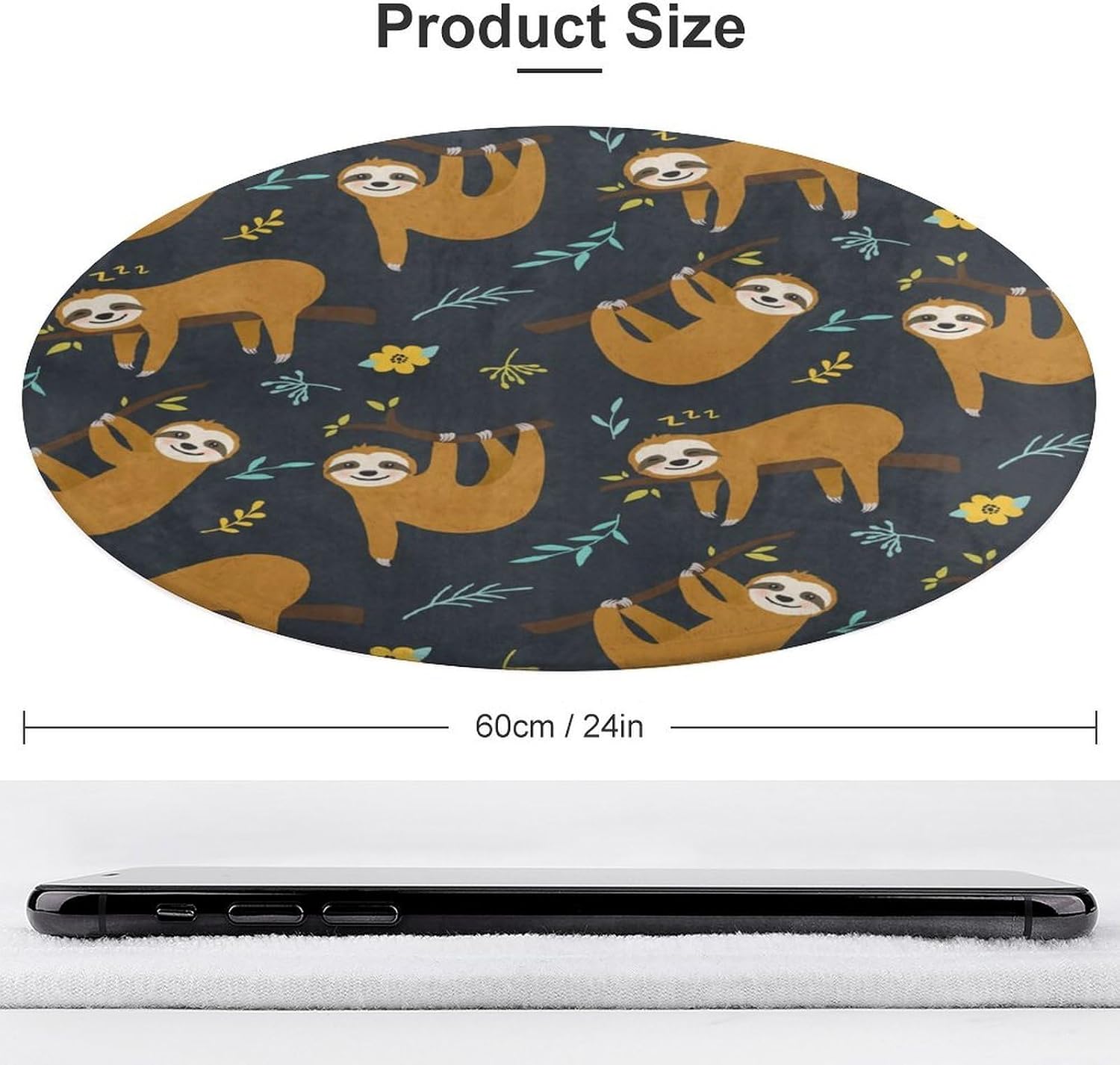 Cute Sloth Jungle Pattern Roun - Baby Nursery Jungle Rug ulasan dan harga