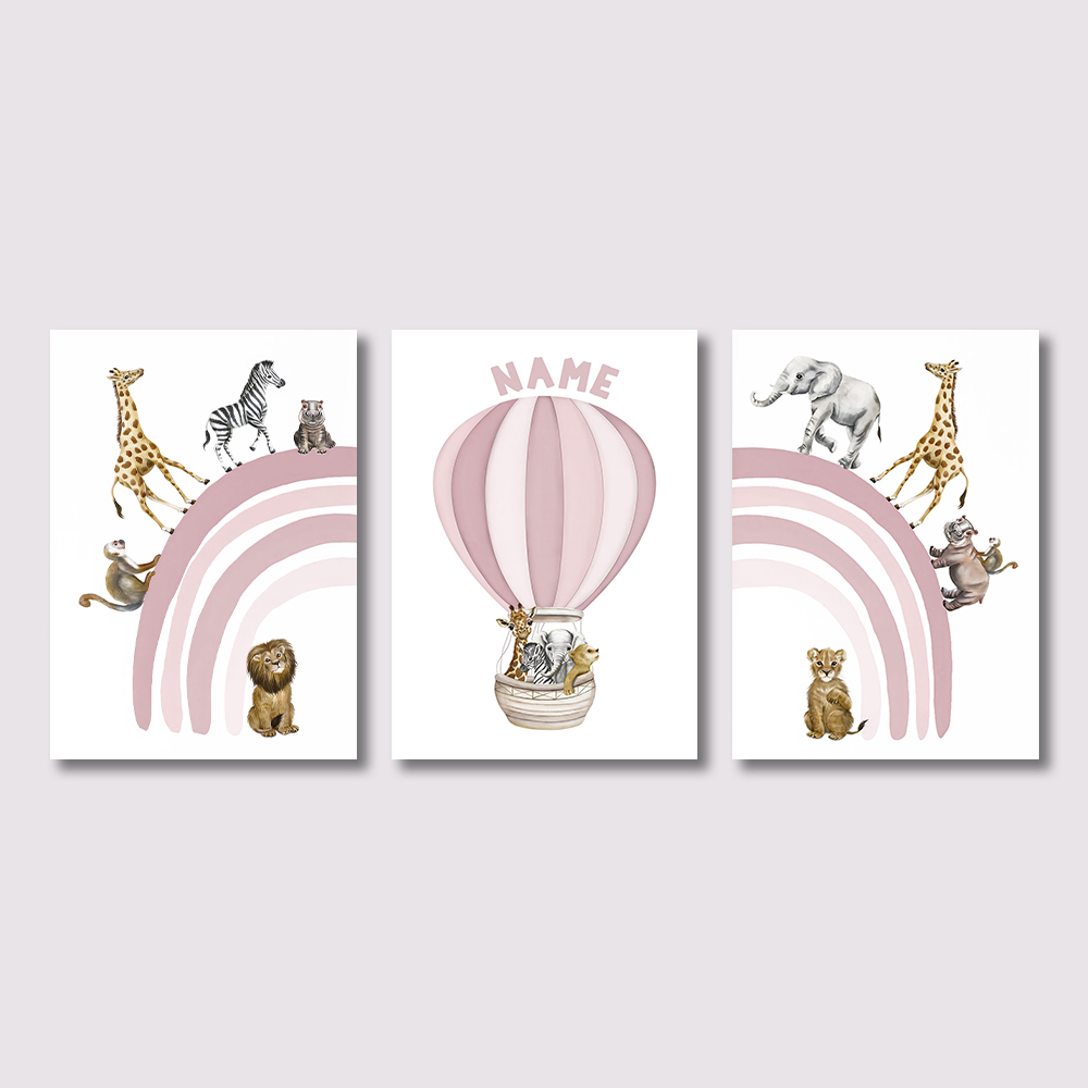 3PCS Safari Animal Nursery Can - Baby Nursery Hot Air Balloon ulasan dan harga