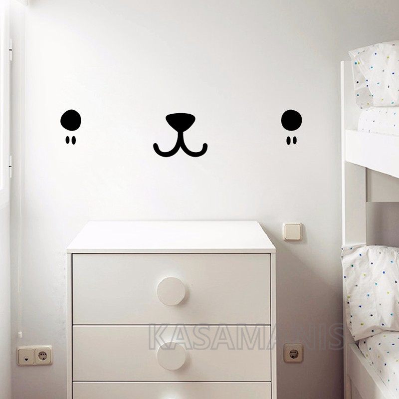 Cute Kawaii Face Wall Art Deca - Baby Nursery Vinyl Wall Stickers ulasan dan harga