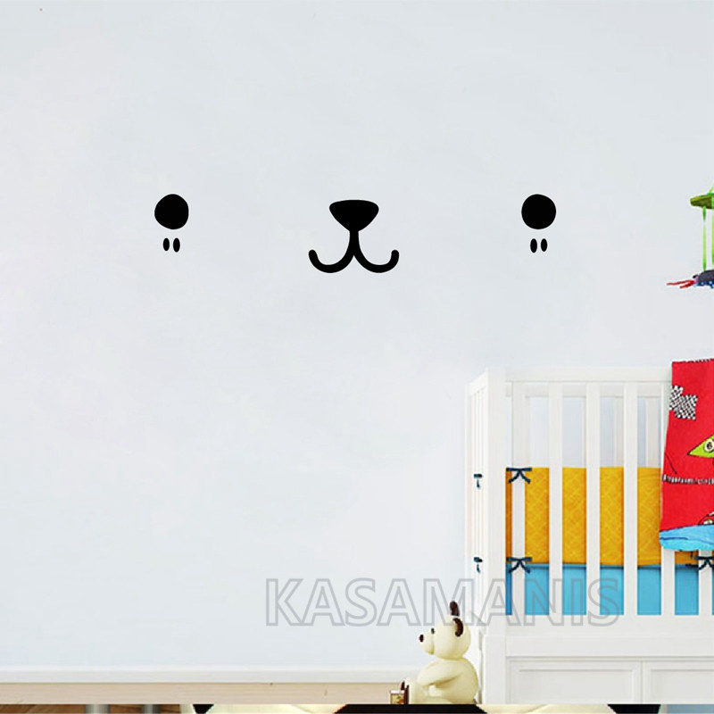 Cute Kawaii Face Wall Art Deca - Baby Nursery Vinyl Wall Stickers ulasan dan harga