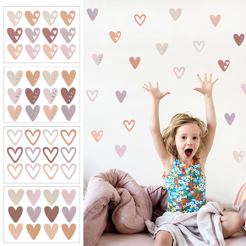 2pcs Lovely Hearts Ins Wall St - Baby Nursery Vinyl Wall Stickers ulasan dan harga